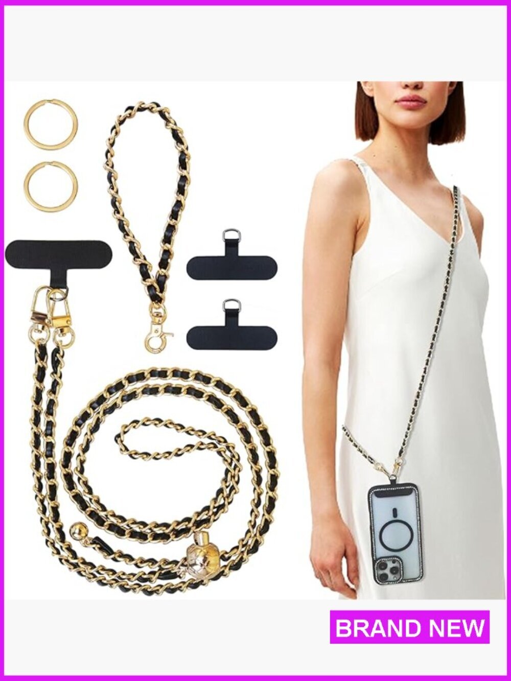 Universal Crossbody Phone Strap Metal Cell Phone Chain Anti-Theft Lanyard